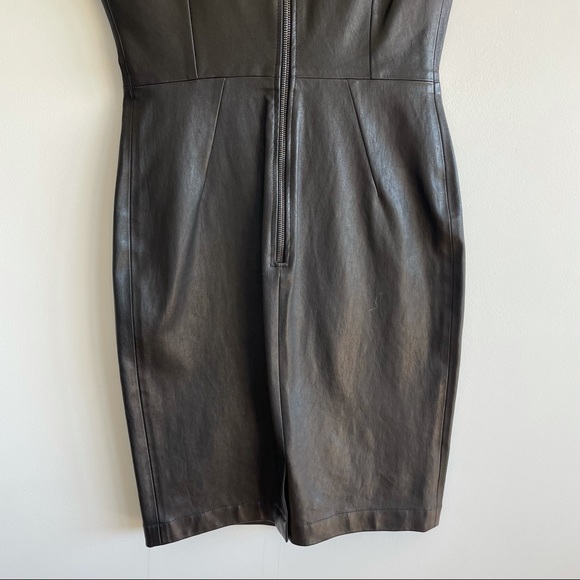 NWOT Simonetta Ravizza Real Black Leather Cap Sleeve Dress Size 4 - Picture 6 of 10